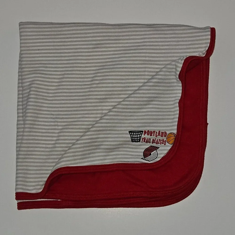 Portland Trail Blazers Baby Blanket 100% Cotton 25x25 Gray White Red NBA